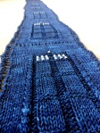 TARDIS scarf made with fingering (sock) weight yarn.